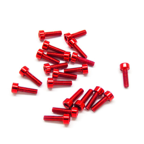 20pcs M3x10mm Socket Head Cap Screws Anodized 6063 Aluminum Hex Socket (Red)