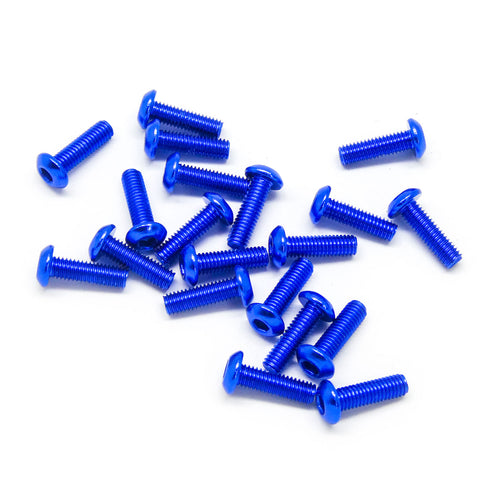 20pcs M3x10mm Button Head Screws Anodized 6063 Aluminum Hex Socket (Blue)