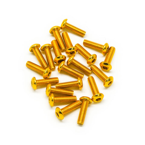 20pcs M3x10mm Button Head Screws Anodized 6063 Aluminum Hex Socket (Gold)
