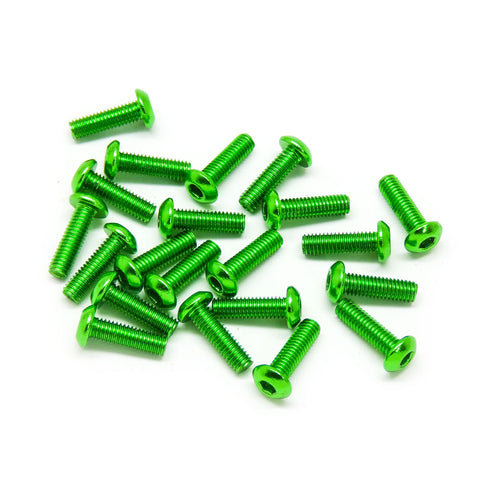 20pcs M3x10mm Button Head Screws Anodized 6063 Aluminum Hex Socket (Green)