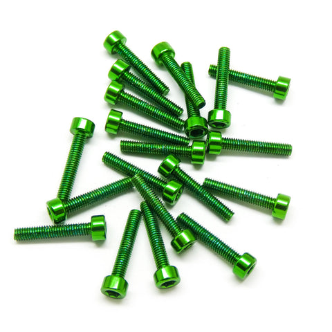 20pcs M3x16mm Socket Head Cap Screws Anodized 6063 Aluminum Hex Socket (Green)