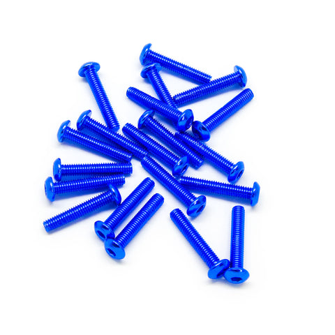20pcs M3x16mm Button Head Screws Anodized 6063 Aluminum Hex Socket (Blue)