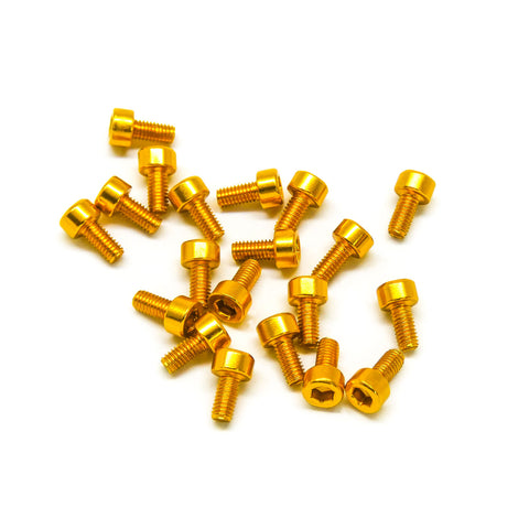 20pcs M3x6mm Socket Head Cap Screws Anodized 6063 Aluminum Hex Socket (Gold)