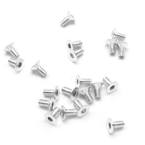 20pcs M3x6mm Countersunk Screws Anodized 6063 Aluminum Hex Socket (Silver)