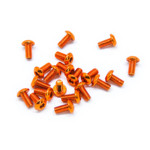 20pcs M3x6mm Button Head Screws Anodized 6063 Aluminum Hex Socket (Orange)