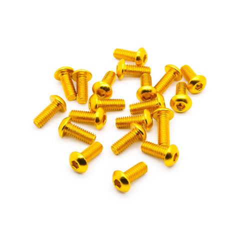 20pcs M4 Button Head Hex Screws Anodized 6063 Aluminum (M4x10mm - Gold)