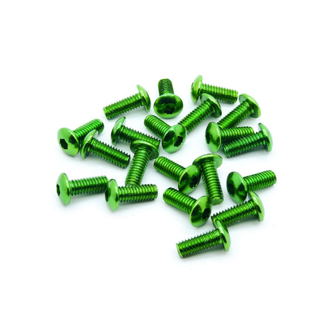 20pcs M4 Button Head Hex Screws Anodized 6063 Aluminum (M4x10mm - Green)