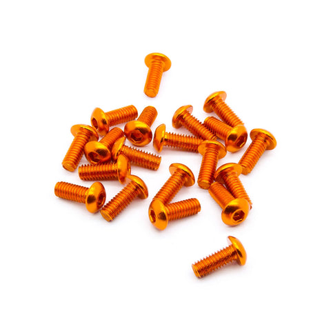 20pcs M4 Button Head Hex Screws Anodized 6063 Aluminum (M4x10mm - Orange)