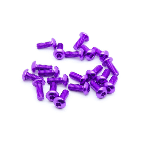 20pcs M4 Button Head Hex Screws Anodized 6063 Aluminum (M4x10mm - Purple)