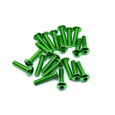 20pcs M4 Button Head Hex Screws Anodized 6063 Aluminum (M4x16mm - Green)