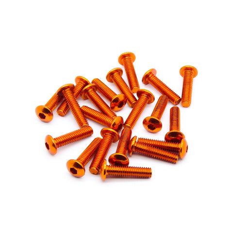 20pcs M4 Button Head Hex Screws Anodized 6063 Aluminum (M4x16mm - Orange)