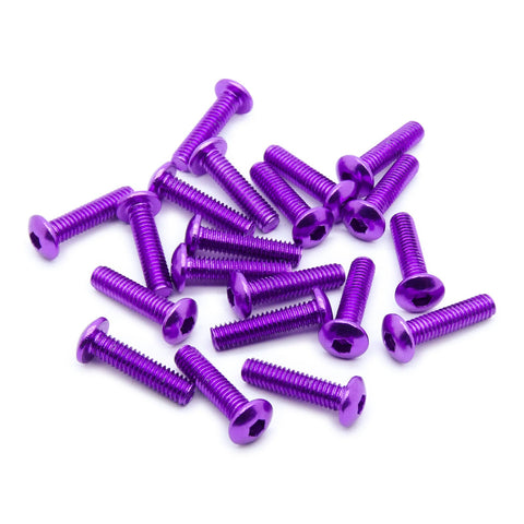 20pcs M4 Button Head Hex Screws Anodized 6063 Aluminum (M4x16mm - Purple)