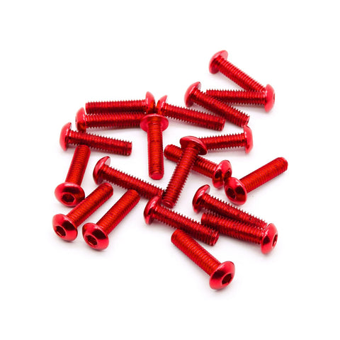 20pcs M4 Button Head Hex Screws Anodized 6063 Aluminum (M4x16mm - Red)