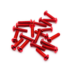 20pcs M4 Button Head Hex Screws Anodized 6063 Aluminum (M4x16mm - Red)