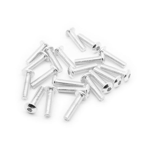 20pcs M4 Button Head Hex Screws Anodized 6063 Aluminum (M4x16mm - Silver)