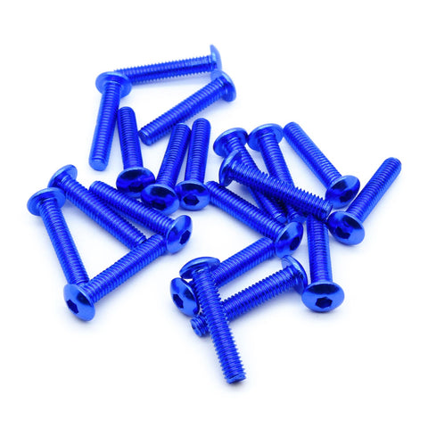 20pcs M4 Button Head Hex Screws Anodized 6063 Aluminum (M4x20mm - Blue)