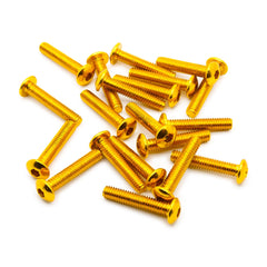 20pcs M4 Button Head Hex Screws Anodized 6063 Aluminum (M4x20mm - Gold)