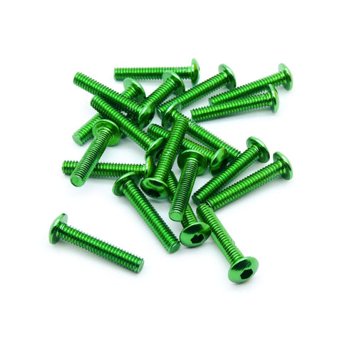 20pcs M4 Button Head Hex Screws Anodized 6063 Aluminum (M4x20mm - Green)