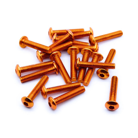 20pcs M4 Button Head Hex Screws Anodized 6063 Aluminum (M4x20mm - Orange)