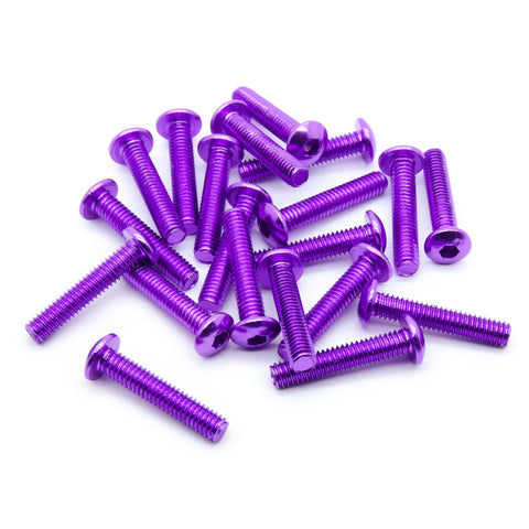 20pcs M4 Button Head Hex Screws Anodized 6063 Aluminum (M4x20mm - Purple)