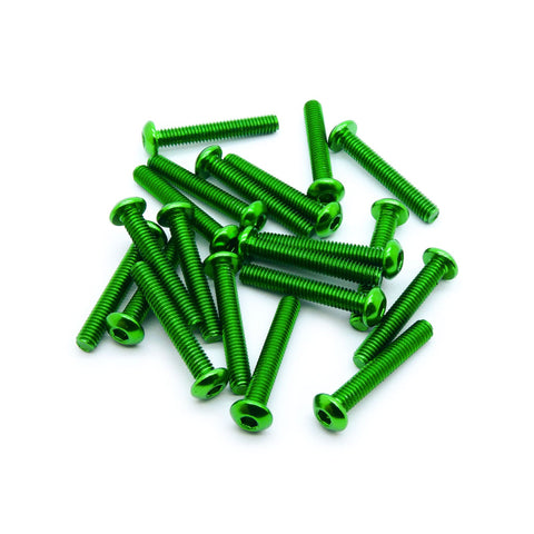 20pcs M4 Button Head Hex Screws Anodized 6063 Aluminum (M4x25mm - Green)