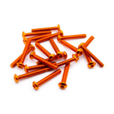 20pcs M4 Button Head Hex Screws Anodized 6063 Aluminum (M4x25mm - Orange)