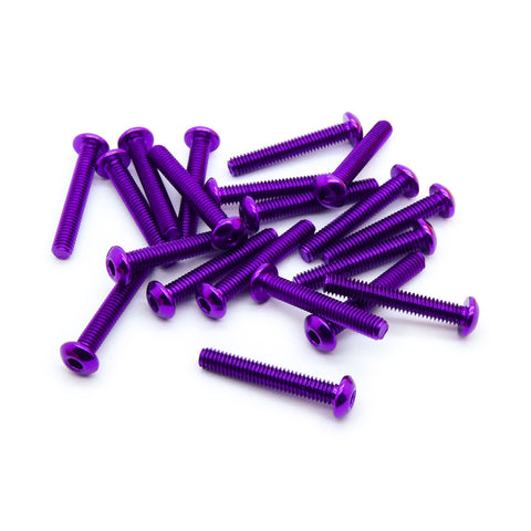 20pcs M4 Button Head Hex Screws Anodized 6063 Aluminum (M4x25mm - Purple)