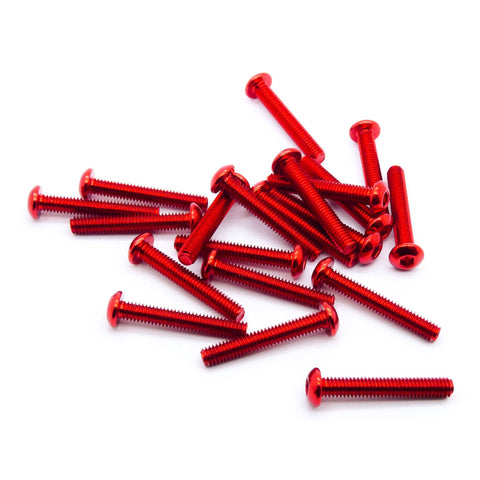 20pcs M4 Button Head Hex Screws Anodized 6063 Aluminum (M4x25mm - Red)