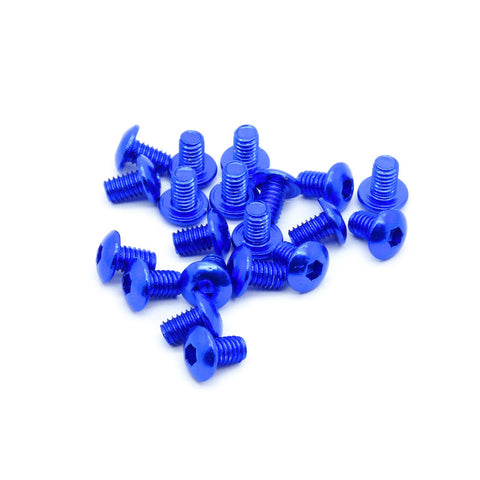 20pcs M4 Button Head Hex Screws Anodized 6063 Aluminum (M4x6mm - Blue)