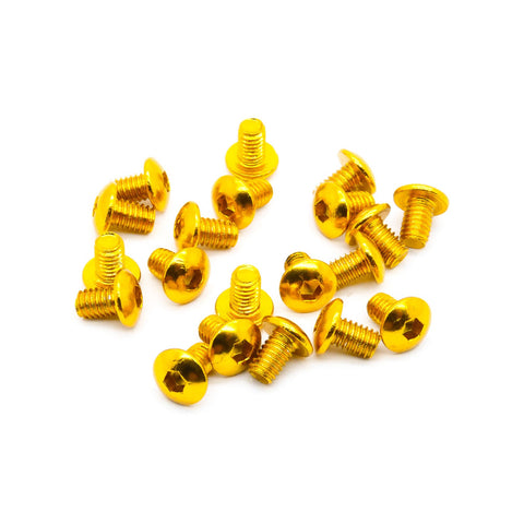 20pcs M4 Button Head Hex Screws Anodized 6063 Aluminum (M4x6mm - Gold)