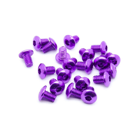 20pcs M4 Button Head Hex Screws Anodized 6063 Aluminum (M4x6mm - Purple)