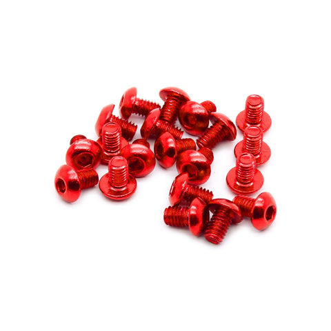 20pcs M4 Button Head Hex Screws Anodized 6063 Aluminum (M4x6mm - Red)