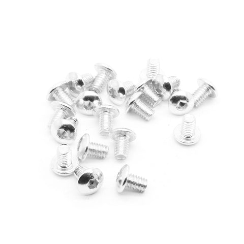 20pcs M4 Button Head Hex Screws Anodized 6063 Aluminum (M4x6mm - Silver)