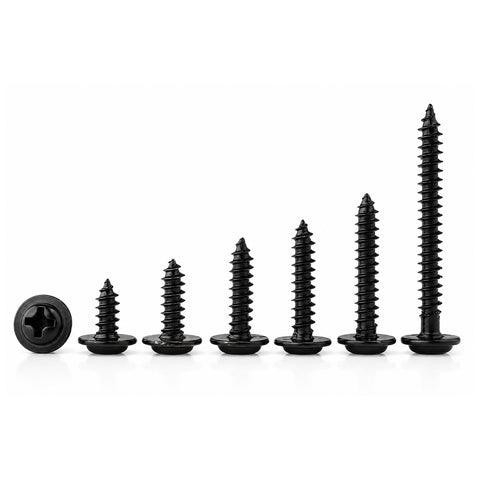 50pcs Black Oxide Phillips Wafer Head Self Tapping Plastic Screws Sizes M2-M3