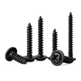 50pcs Black Oxide Phillips Wafer Head Self Tapping Plastic Screws Sizes M2-M3