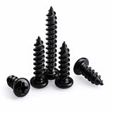 50pcs Black Oxide Phillips Pan Head Self Tapping Plastic Screws Sizes M1-M1.7