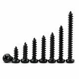 50pcs Black Oxide Phillips Pan Head Self Tapping Plastic Screws Sizes M1-M1.7