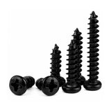 50pcs Black Oxide Phillips Pan Head Self Tapping Plastic Screws Sizes M1-M1.7