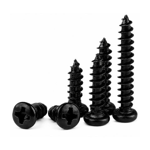 50pcs Black Oxide Phillips Pan Head Self Tapping Plastic Screws Sizes M1-M1.7