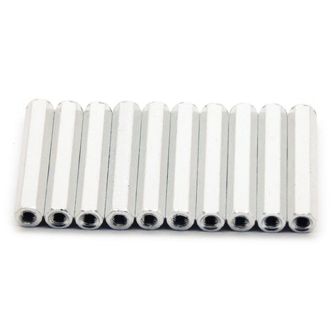 10pcs M3x30mm Hexagonal Aluminum Anodized Spacer Standoff (Silver)