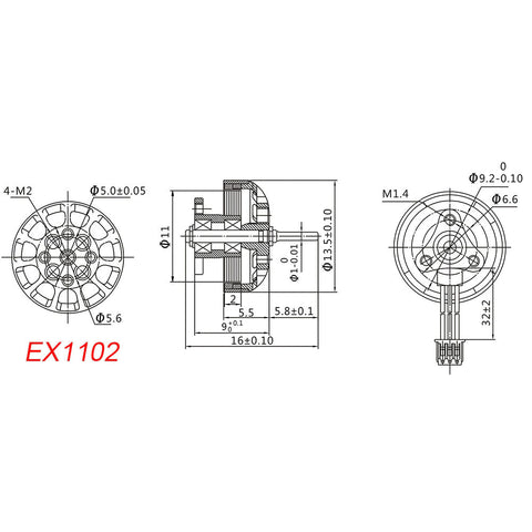 4pcs Happymodel EX1102 Brushless Motors 2-3S 1.5mm Shaft (8500KV/9000KV/10000KV/13500KV/19000KV)