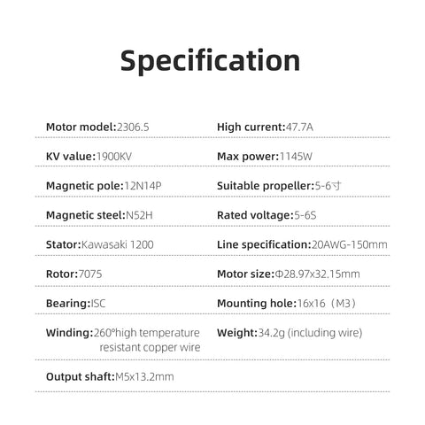 HGLRC Specter 2306.5 Brushless Motor (1900KV)