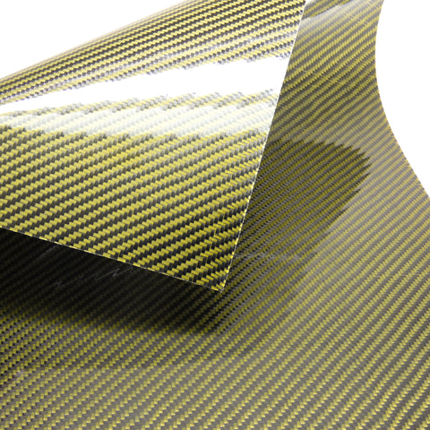 500x400x0.3mm 3k Carbon Fiber / Aramid Composite Veneer Sheet Panel (Twill Weave/Ultra-High Gloss)
