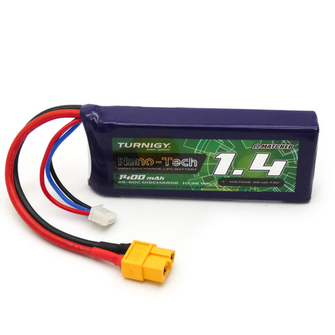 Turnigy Nano-Tech 1400mAh 2S LiPo Battery Pack 7.4V 25C XT60 Plug