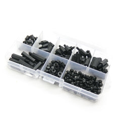 Nylon M3 Hex Standoff Kit with Screws Nuts and Spacers (Black / 180pcs)