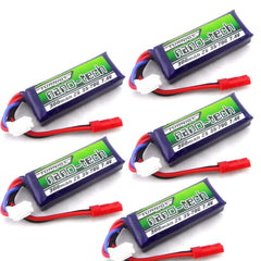 5pcs Turnigy Nano-Tech 300mAh 2S LiPo Battery Pack 7.4V 35C 70C with JST Plug