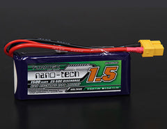 Turnigy Nano-Tech 1500mAh 2S LiPo Battery Pack 7.4V 25C 50C XT60 Connector Plug