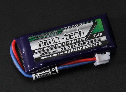 2pcs Turnigy Nano-Tech  300mAh 2s 35c LiPo Battery for E-Flite EFLB2002S25