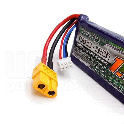 Turnigy Nano-Tech 1000mAh 2S LiPo Battery Pack 7.4V 25C 50C XT60 Plug