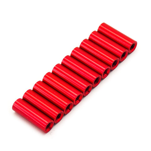 M3x15mm Aluminum Spacer Standoff (Red Anodized - 10 Pieces)